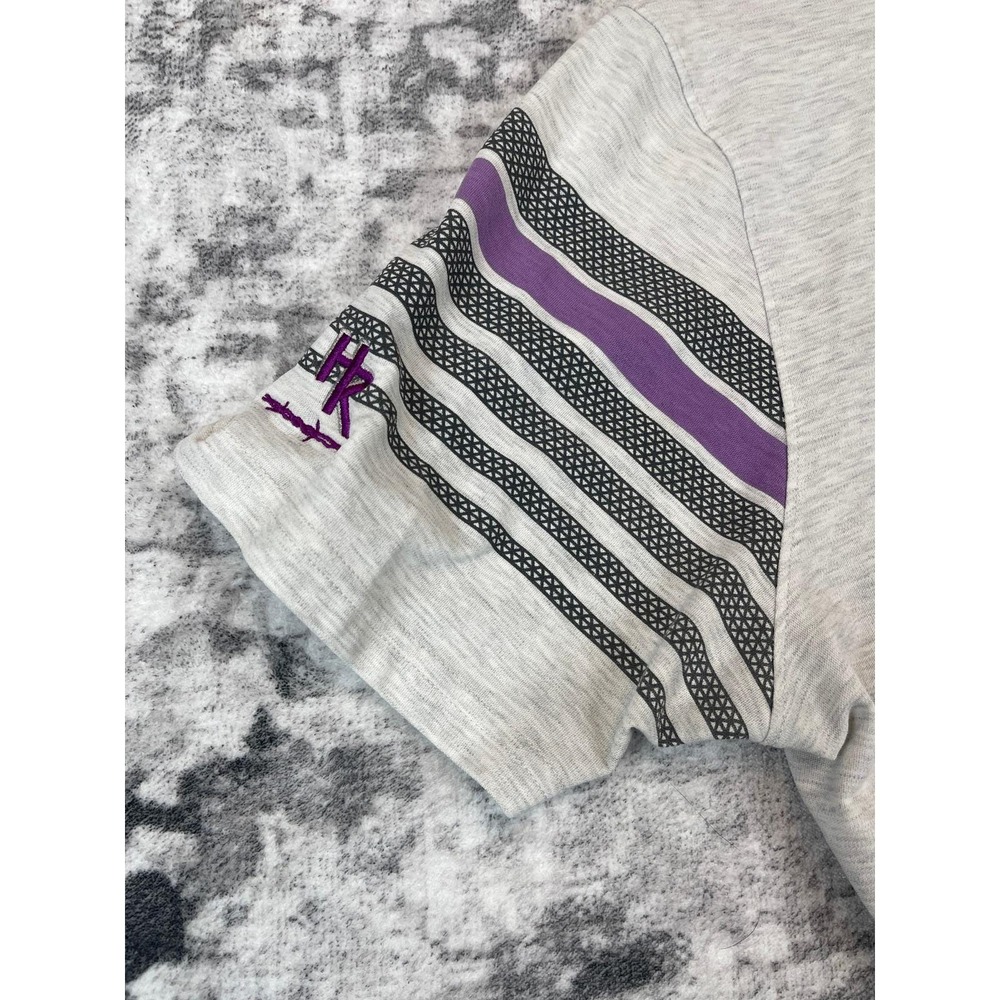 Vtg Oakley Men L Polo Shirt Gray Purple Stripe Golf Preppy Athletic Athleisure - Picture 5 of 7